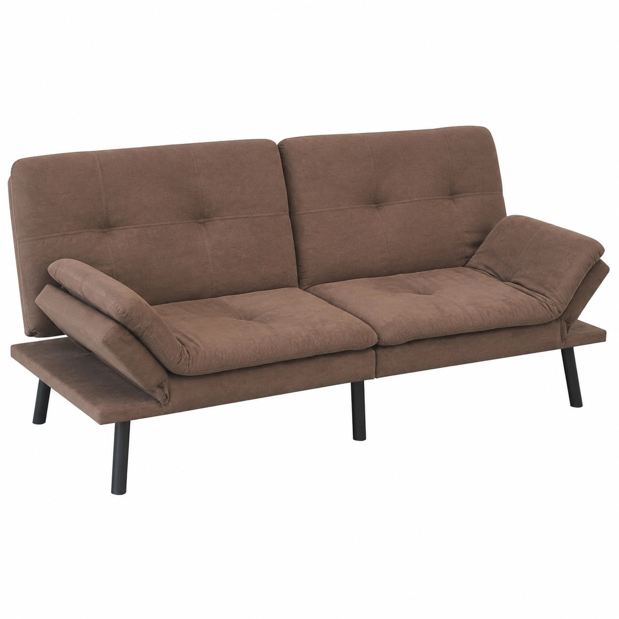 HTI Living Zweisitzer Schlafsofa Braun mit Kato Stoffbezug
