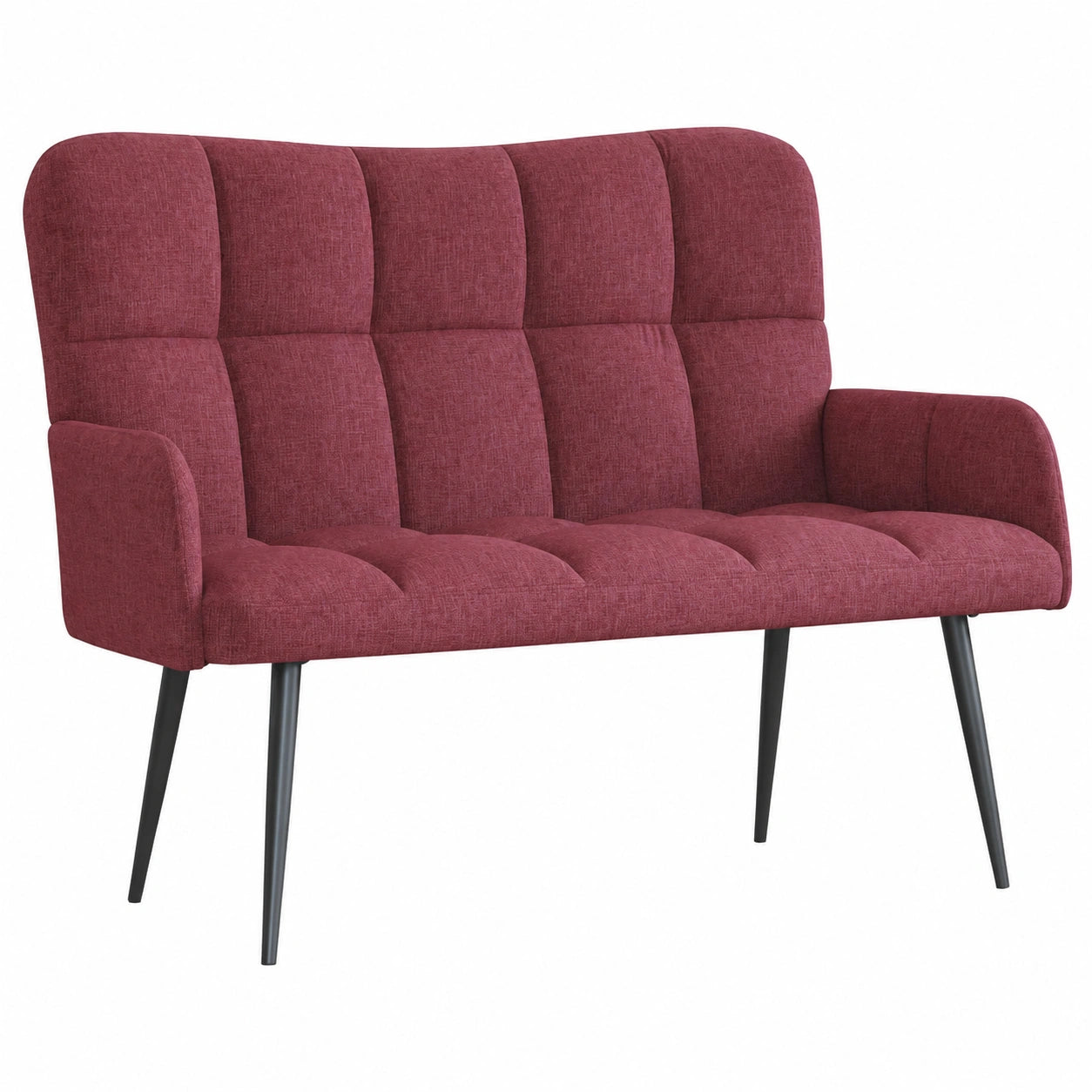 Kompaktes Zweisitzer-Sofa in Weinrot, 115 x 61 x 87 cm, Stoff