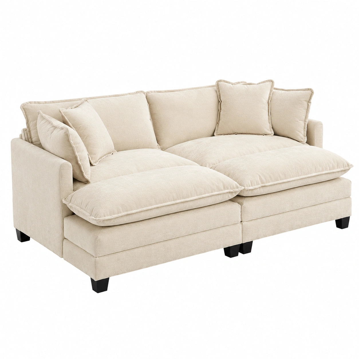 Elegantes 2-Sitzer Sofa in Beige mit Chenille-Bezug und Armlehnen für Wohn- und Schlafzimmer