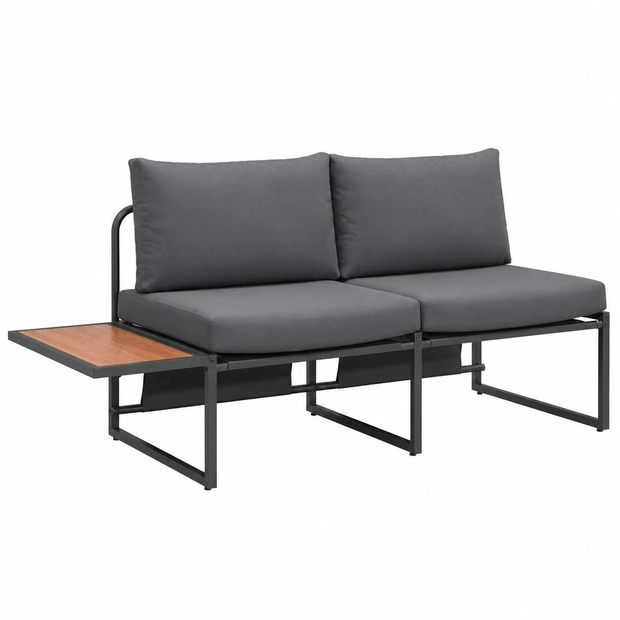 Moderner 2-Sitzer Gartensofa mit Kissen, Wetterfest, Anthrazit