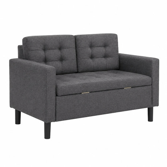 Mingone 2-Sitzer Sofa mit Stauraum und abnehmbaren Kissen, modernes Design in Dunkelgrau