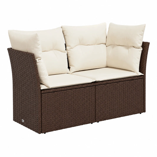 2-Sitzer Gartensofa mit Kissen und Stauraum, abnehmbarer Bezug, braunes Poly Rattan
