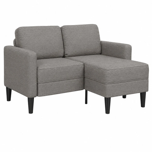 Bequemes L-förmiges 2-Sitzer-Sofa mit Chaiselongue in Taupe, 125 cm