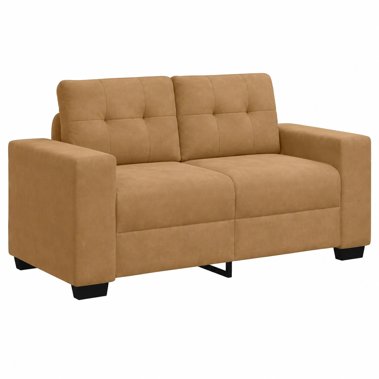 Kompaktes Zweisitzer-Sofa aus braunem Samt mit Kissen, 160x77x82 cm, ideal für Wohnzimmer und Lounge, Komfort und Gemütlichkeit