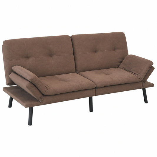 HTI Living Zweisitzer Schlafsofa Braun mit Kato Stoffbezug