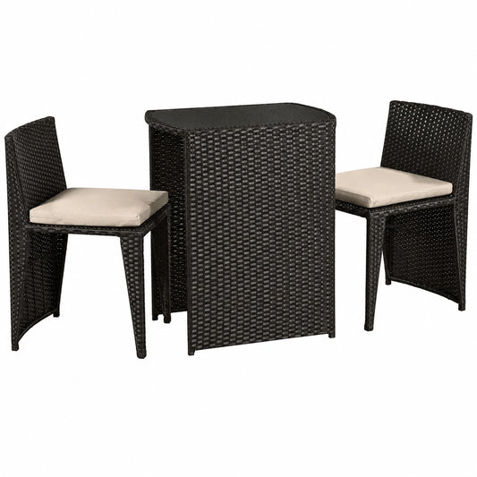 Rattan Gartenmöbel Set: Wetterfeste Sitzgruppe mit Tisch und Stühlen, platzsparend klappbar