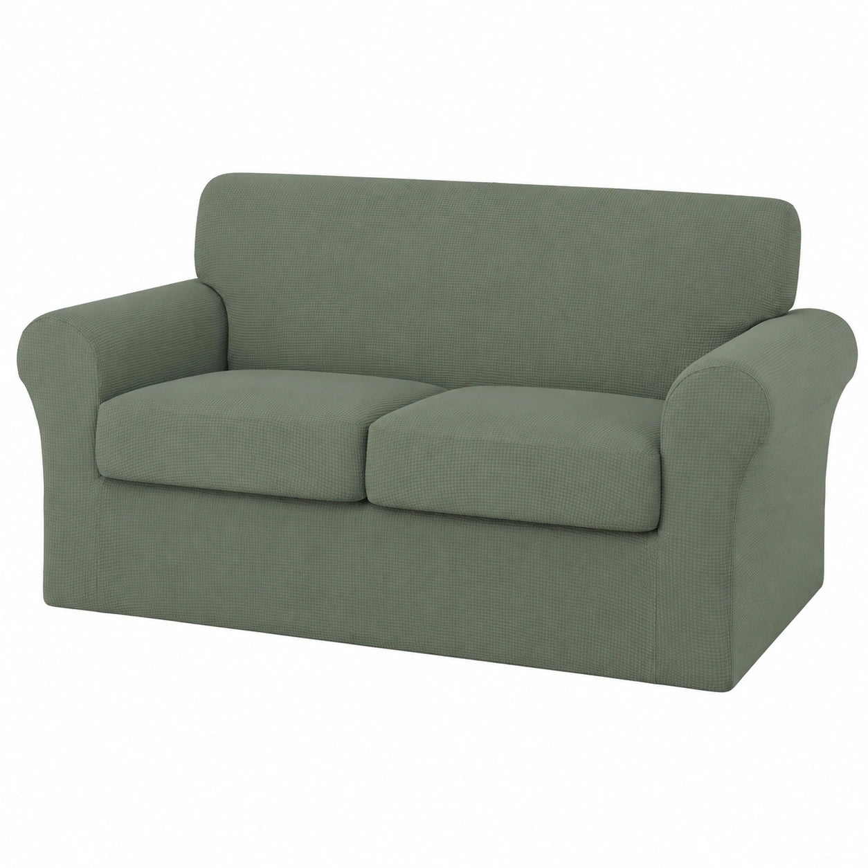 Stretch-Couchbezug für Hunde, waschbar und elastisch, 3-teiliger Sofabezug, Jacquard-Stoff, Graugrün, für Zweisitzer