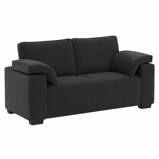 Elegantes Zweisitzer-Samtsofa in Schwarz, 140 cm