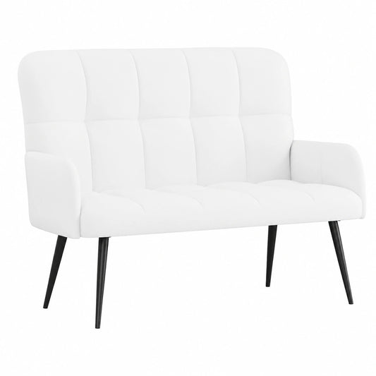 Modernes Zweisitzer Sofa aus Stoff in Weiß, 115 x 61 x 87 cm, 16,5 kg