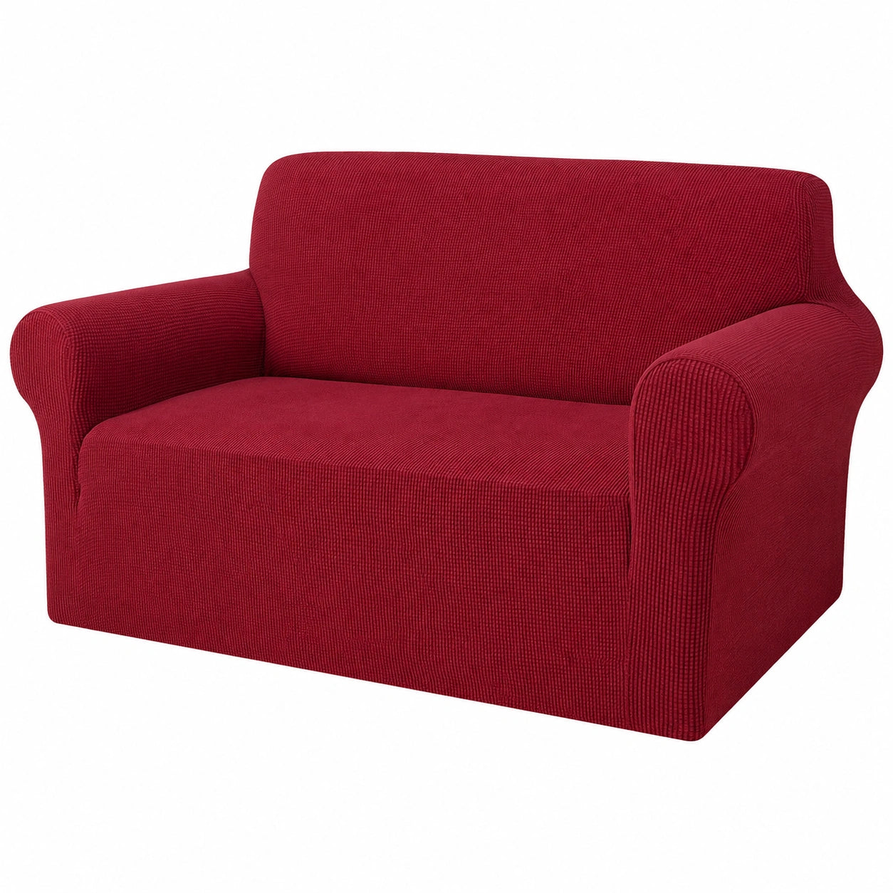Granbest Dehnbare Sofahusse, 2-Sitzer, Weicher Jacquard-Bezug, Rutschfest und Waschbar, Möbelschutz in Weinrot