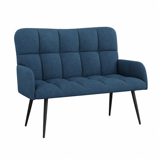 Modernes Zweisitzer-Sofa aus Stoff in Blau, 115x61x87 cm