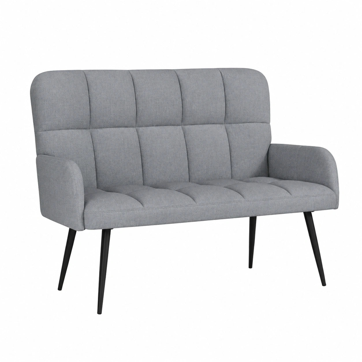 Elegantes Zweisitzer-Sofa in Hellgrau, 115x61x87 cm, Stoffbezug