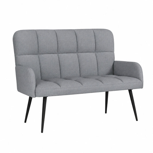 Elegantes Zweisitzer-Sofa in Hellgrau, 115x61x87 cm, Stoffbezug