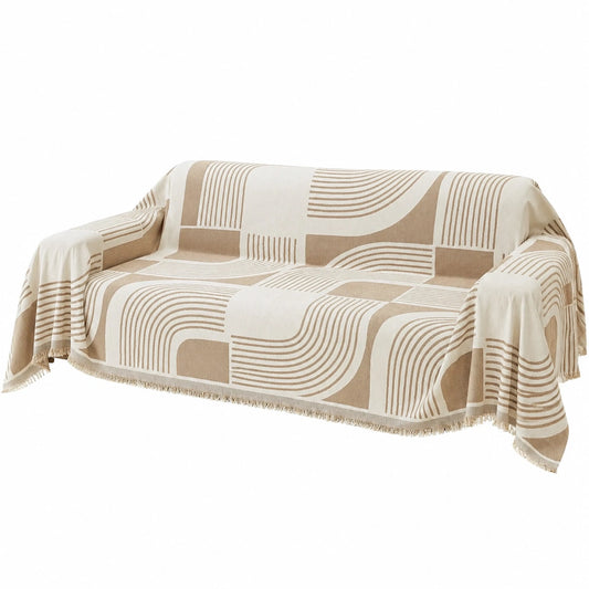 Boho Chenille Sofahusse in Khaki - Sofabezug und Schutz für 1/2/3/4-Sitzer